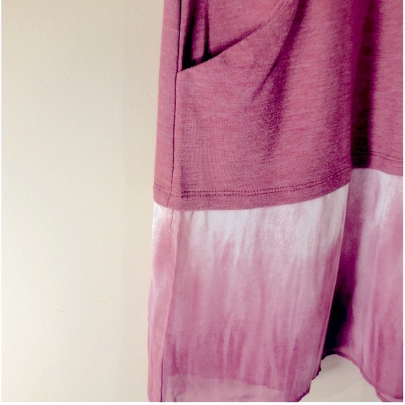 Logo by Lori Goldstein Lounge Tie Dye Pink Tunic Top with Chiffon Trim, Size S - Picture 7 of 16